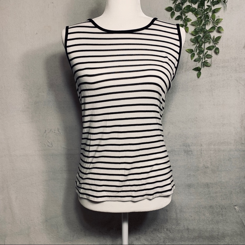 Kim & Cami | Striped Tank Top with Beautiful Lace